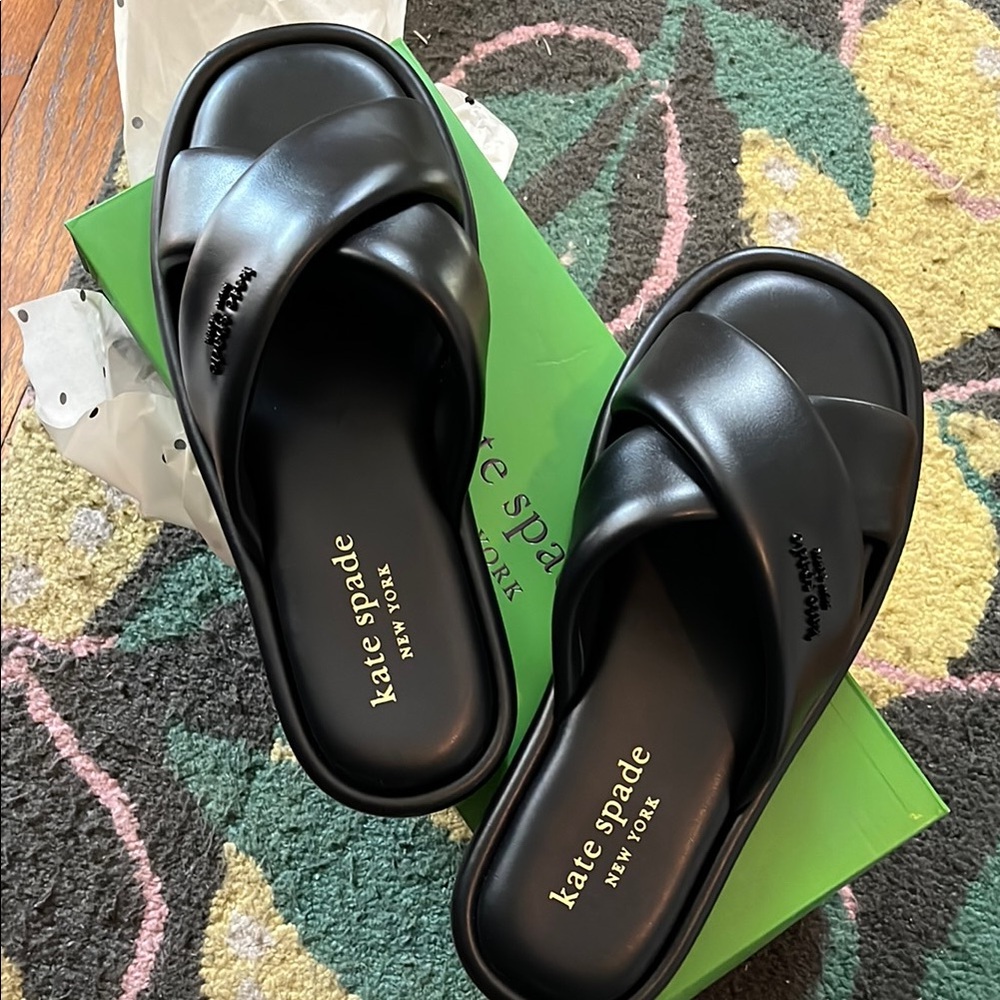 Kate Spade Black Sandals with Glossy Finish